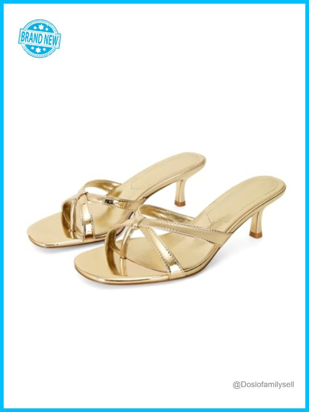 Faux Leather Kitten Heel Sandals Strappy Mule Heels Open Toe Thong Slide